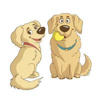 lindos perros golden retriever de dibujos animados. ilustración vectorial vector