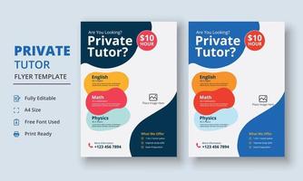 Private Tutor Flyer Template, Home Tuition Flyer, Online Tutors Flyer Template, Course Poster Template, Education Flyer vector