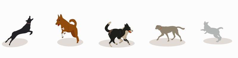 different breeds of large dogs in motion vector