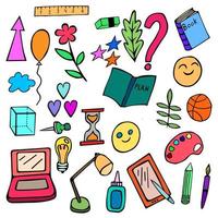 colored doodles on a school theme vector