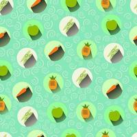 seamless, patrón, de, frutas y vegetales, iconos vector