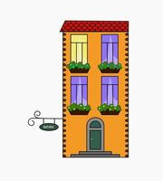 edificio antiguo en estilo de dibujos animados vector