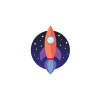 rocket design suitable for animation and logo, complete rocket with stars vector