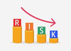 Financial risk reduction and management concept with piles of coins and the text vector