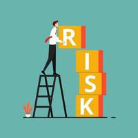 Businessman placing cube risk cubes. Risk assessment and management, Measuring risk vector illustration