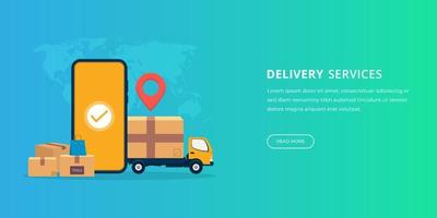 Delivery service concept with online tracking vector illustration.