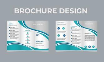 Las curvas de onda de la plantilla de diseño de folletos, la plantilla de folleto de tres pliegues de negocios profesionales, el folleto corporativo o el diseño de portada, se pueden usar para publicar, imprimir y presentar. vector