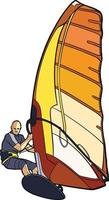 windsurf deporte extremo al aire libre en el mar vector