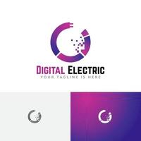 Digital Electric Power Plug Circle Technology Logo
