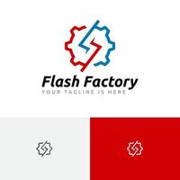 logotipo de estilo de línea de engranaje de trueno de fábrica flash vector