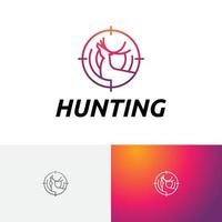 logotipo de estilo de línea elegante de círculo objetivo de caza de ciervos vector