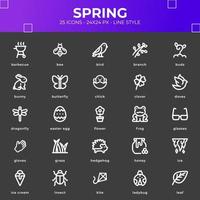 paquete de iconos de primavera con estilo negro vector