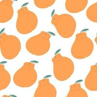 Tangerine seamless pattern, cartoon flat vector illustration on white background. Colorful citrus fruit. Landmark of Korean Jeju island.