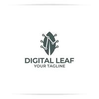 leaf technology logo design vector, data, digital, for science vector