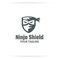 vector de diseño de logotipo de escudo ninja, defensa, seguro