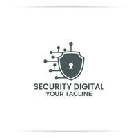 shield technology logo design vector, data, digital, secure, defenceeb vector