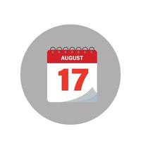 día calendario con el 17 de agosto. el icono del calendario de agosto es azul. conmemorar el día de la independencia de indonesia