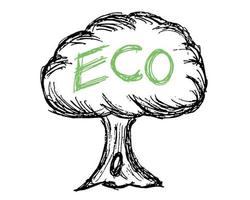 árbol dibujo eco logo -vector vector