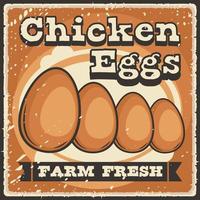 cartel de señalización de huevos de pollo vector clásico retro rústico