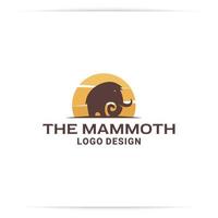 mammoth and sunrise logo design vector