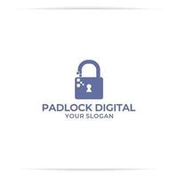 padlock digital logo design vector, technology, internet, secure. vector