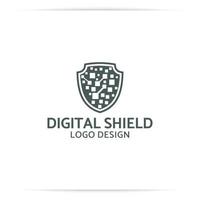 shield technology logo design vector, data, digital, secure, defence vector