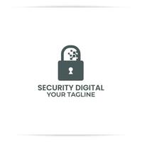 padlock digital logo design vector, technology, internet, secure. vector