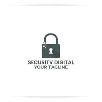 padlock digital logo design vector, technology, internet, secure. vector