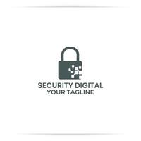 padlock digital logo design vector, technology, internet, secure. vector