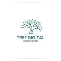 tree technology logo design vector, branch, connect, data, digital vector