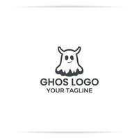 ghost logo design vector, head, cute, spooky vector