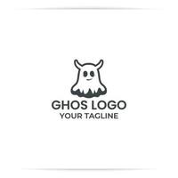 vector de diseño de logotipo fantasma, cabeza, lindo, espeluznante