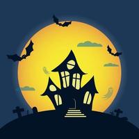 Halloween castle background vector