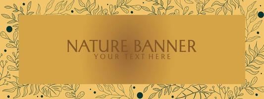 nature banner with hand drawn floral ornaments. aesthetic brown background. social media cover vector