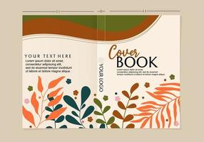 natural theme book cover template. design with leaf and flower hand drawn elements vector