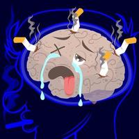 sin tabaco, fumar efecto negativo para el cerebro vector