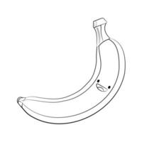 icono de vector de plátano lindo de estilo de contorno aislado sobre fondo blanco. pegatina de dibujos animados ilustración de comida sonriente kawaii. estilo de contorno de caricatura plana. página para colorear