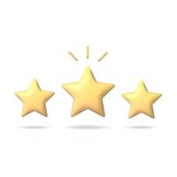 Ilustración de vector de concepto. Icono de estrellas 3d, estrella amarilla aislada sobre fondo blanco. retroalimentación o logro, calificación del cliente.