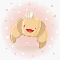 linda ilustración de icono de vector de croissant. logotipo de dibujos animados de pegatinas. concepto de icono de comida. estilo de caricatura plano adecuado para la página de inicio web, banner, pegatina, fondo. croissant kawaii.