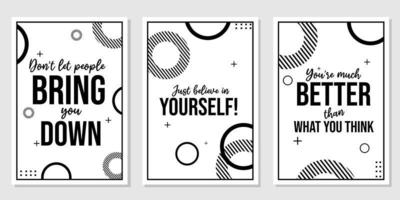 quote design set for wall decoration. black and white background. simple and cool interior vector