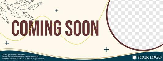 coming soon banner for social media cover. brown and minimalist design. vector