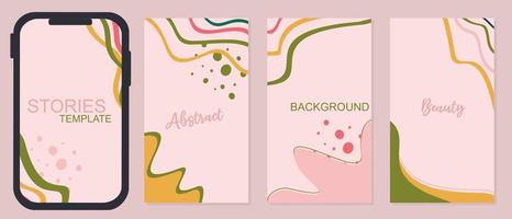 social media story background design set. cute design with colorful waves pattern vector