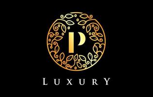 Golden P Letter Logo Luxury.Beauty Cosmetics Logo vector