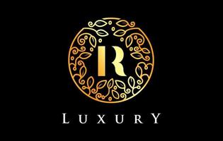 Golden R Letter Logo Luxury.Beauty Cosmetics Logo vector