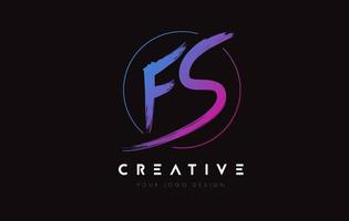 Creative Colorful FS Brush Letter Logo Design. Artistic Handwritten Letters Logo Concept. vector