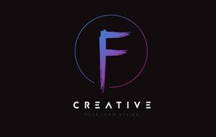 Creative Colorful F Brush Letter Logo Design. Artistic Handwritten Letters Logo Concept. vector