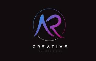 Creative Colorful AR Brush Letter Logo Design. Artistic Handwritten Letters Logo Concept. vector
