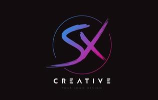 Creative Colorful SX Brush Letter Logo Design. Artistic Handwritten Letters Logo Concept. vector