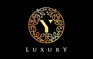 Golden Y Letter Logo Luxury.Beauty Cosmetics Logo vector