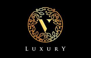 Golden V Letter Logo Luxury.Beauty Cosmetics Logo vector